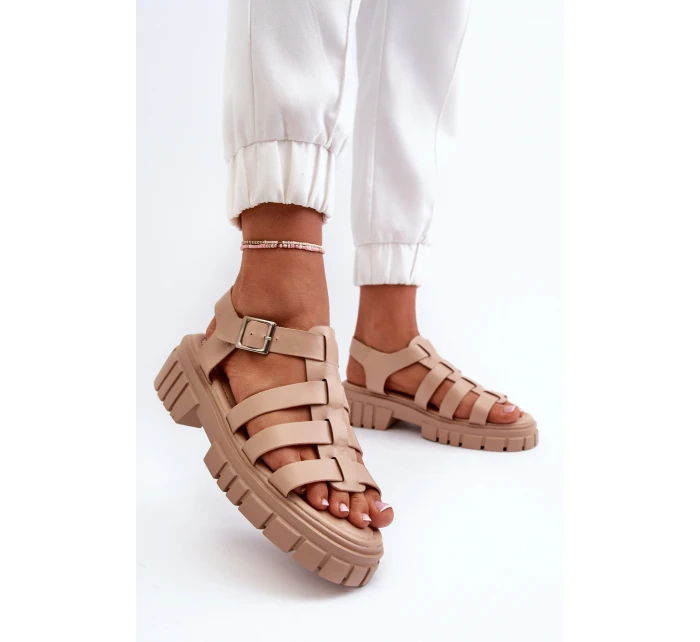 Sandały Rzymianki Damskie Beżowe Rosarose