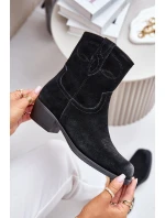 Dámské Zamszové Boty Na Nízkém Podpatku Zateplené  Černé model 21674402 - SERGIO LEONE