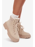 Trapery Damskie Ocieplane Futerkiem Na Zamek Jasnobeżowe Tharika