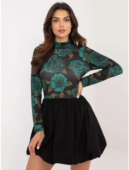 Šaty DHJ SK 19959.35 čierno-zelené Šaty DHJ SK 19959.35 čierno-zelené