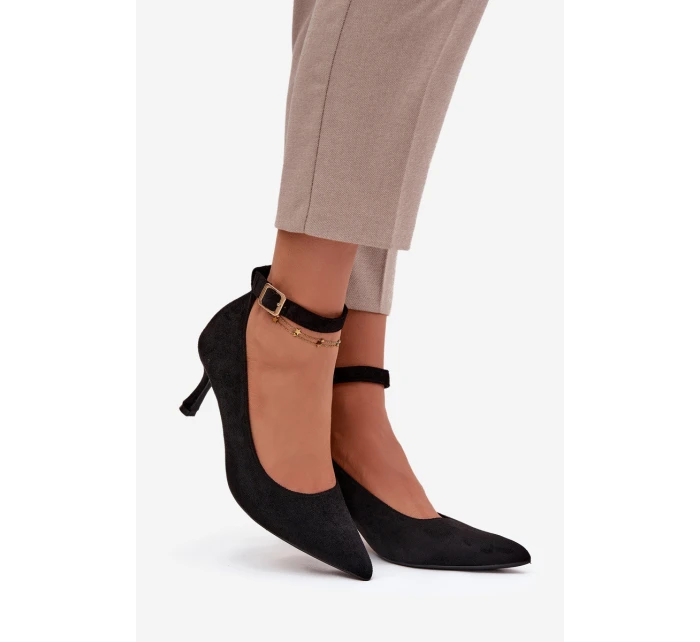 Eko semišové lodičky Devoria - čierne Eko semišové lodičky Devoria - čierne