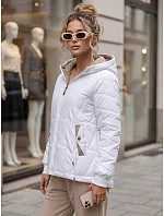 Dámska prešívaná prechodná bunda s kapucňou, biela, FashionStreet TY5781