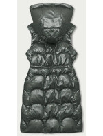 Vypasovaná vesta v khaki farbe s kapucňou (B8173-11)