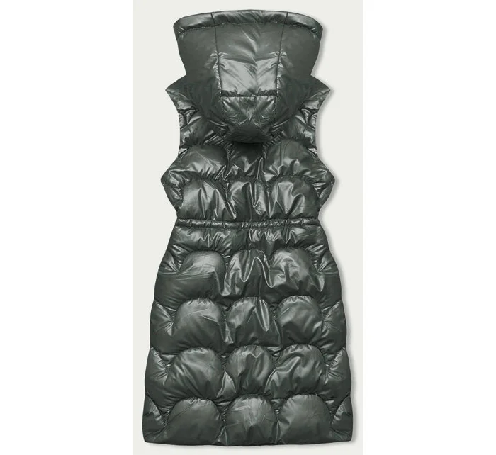 Khaki slim fit vesta s kapucňou (B8173-11)