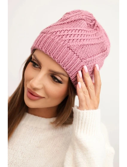 Dámská zimní čepice z vlny model 21750350 tmavě růžová - K-Fashion