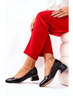 Skórzane Wężowe Czółenka Lewski 3118 Czarne