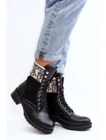 Damskie Botki Workery Ze Skarpetą Czarne Hakina Damskie Botki Workery Ze Skarpetą Czarne Hakina