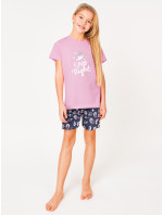 Yoclub Dievčenské krátke bavlnené pyžamo PIA-0022G-A110 Viacfarebné