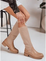 Dámske khaki ponožkové čižmy Dstreet ZY1308