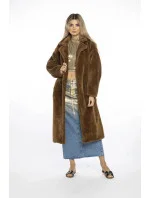 Hnědý dámský oversize kabát model 21247111 - Ann Gissy Hnědý dámský oversize kabát model 21247111 - Ann Gissy
