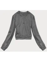 Tmavo šedá dámska tenká krátka mikina (8B938-5) Tmavo šedá dámska tenká krátka mikina (8B938-5)