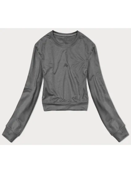 Tmavo šedá dámska tenká krátka mikina (8B938-5) Tmavo šedá dámska tenká krátka mikina (8B938-5)