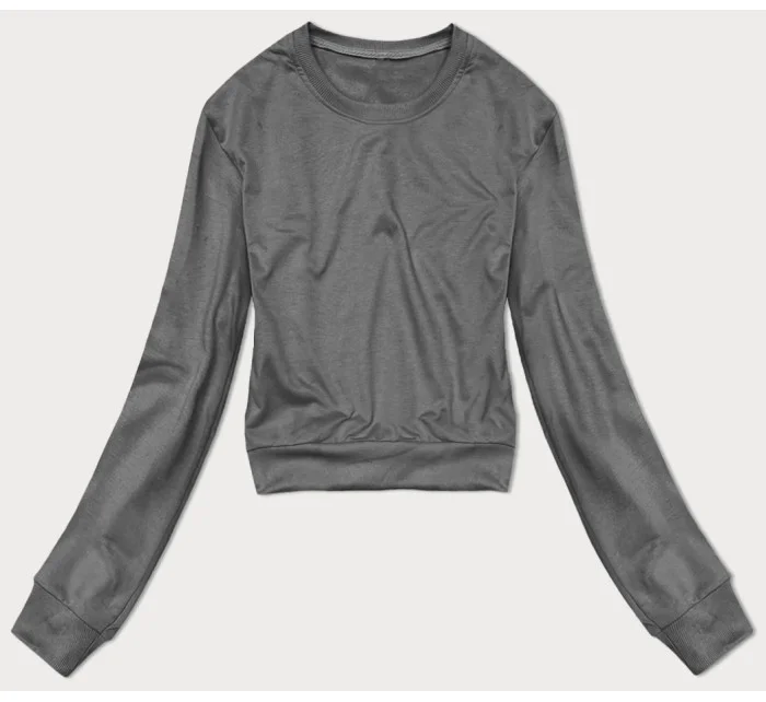 Tmavo šedá dámska tenká krátka mikina (8B938-5) Tmavo šedá dámska tenká krátka mikina (8B938-5)