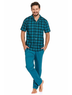 Pánské pyžamo model 15909087 modré káro - DN Nightwear