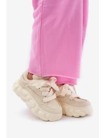 Dámské Kožené Tenisky Na Masivní Platformě model 21692685 Béžové - Goe