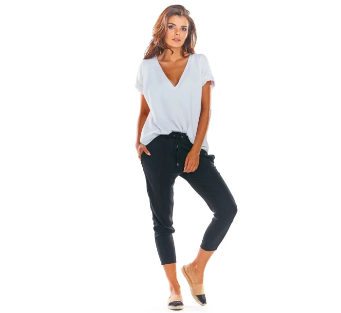 Dámské 3/4 kalhoty model 18775292 Černá - awama Dámské 3/4 kalhoty model 18775292 Černá - awama