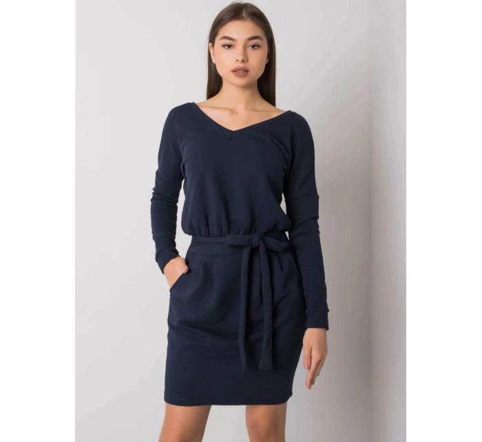 Dámské šaty RV SK model 18975702 Tmavě modrá - Rue Paris Dámské šaty RV SK model 18975702 Tmavě modrá - Rue Paris