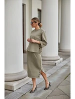 Sukně a halenka  model khaki  model 20247358 - La Aurora