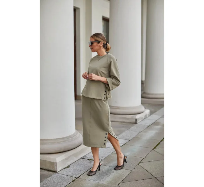 Sukně a halenka  model khaki  model 20247358 - La Aurora