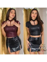 Sexi tričko Wet look 94901 fialové - KouCla