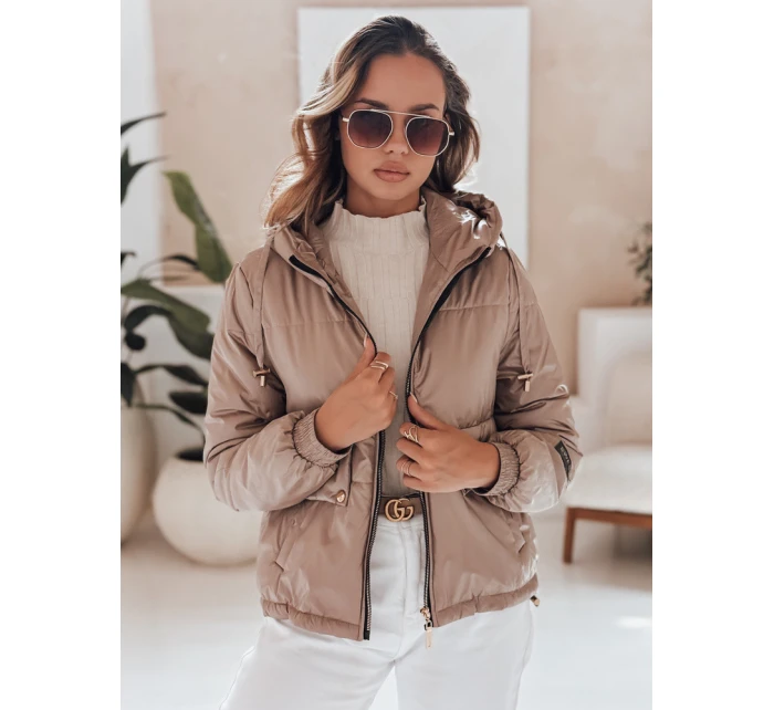 Dámská prošívaná bunda s kapucí camel Dstreet model 21979093 - FashionStreet