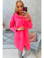 Oversize tunika s obálkou vpredu ružová neónová