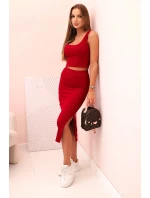 Dámsky top a vrúbkovaná sukňa Burgundy