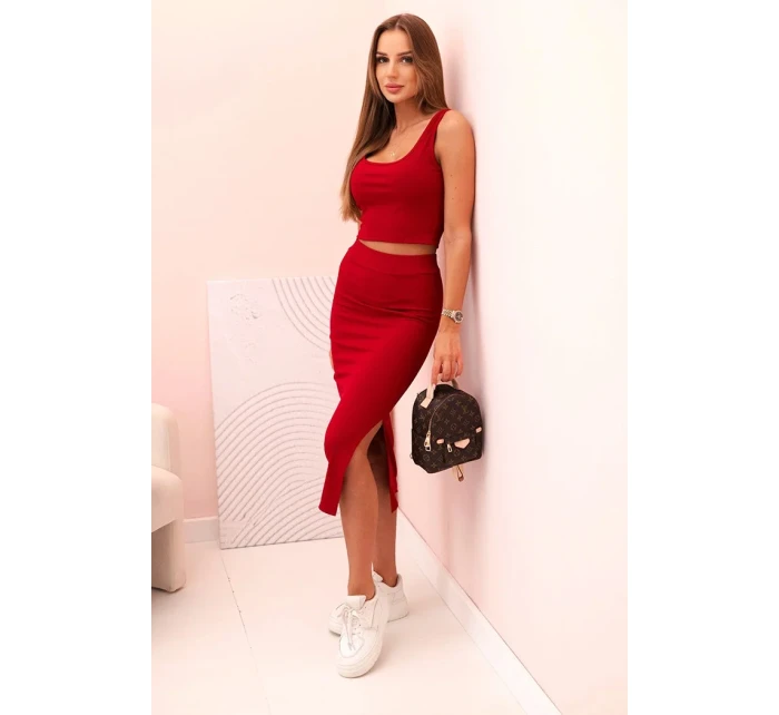 Dámsky top a vrúbkovaná sukňa Burgundy