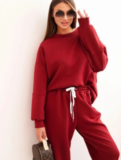 Dámska maslová súprava s voľnou mikinou a nohavicami s nápisom LOVE bordová