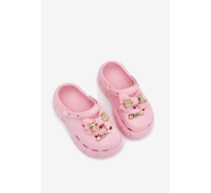 Dětské Dívčí Pantofle Pěnové S Mašlí A Ozdobami Růžové model 21700393 - Boto Dětské Dívčí Pantofle Pěnové S Mašlí A Ozdobami Růžové model 21700393 - Boto