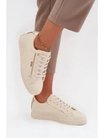 Damskie Sneakersy Z Eko Skóry Big Star SS274027 Beżowo-Złote