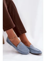 Dámské mokasiny s malým zlatým detailem modré Sarivelle