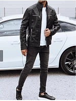 Pánská kožená bunda 11Z8151 černá - FashionStreet