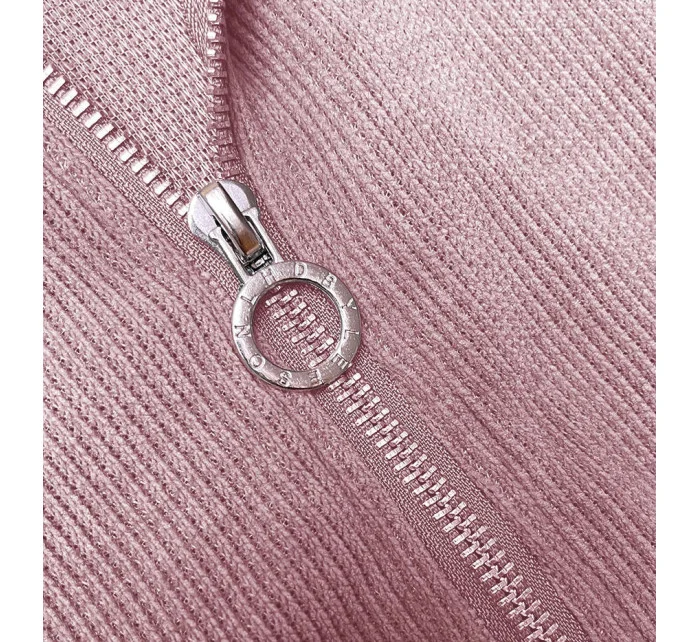 Růžový teplákový žebrovaný komplet s ozdobnými stahovacími lemy model 18901890 - LHD Růžový teplákový žebrovaný komplet s ozdobnými stahovacími lemy model 18901890 - LHD