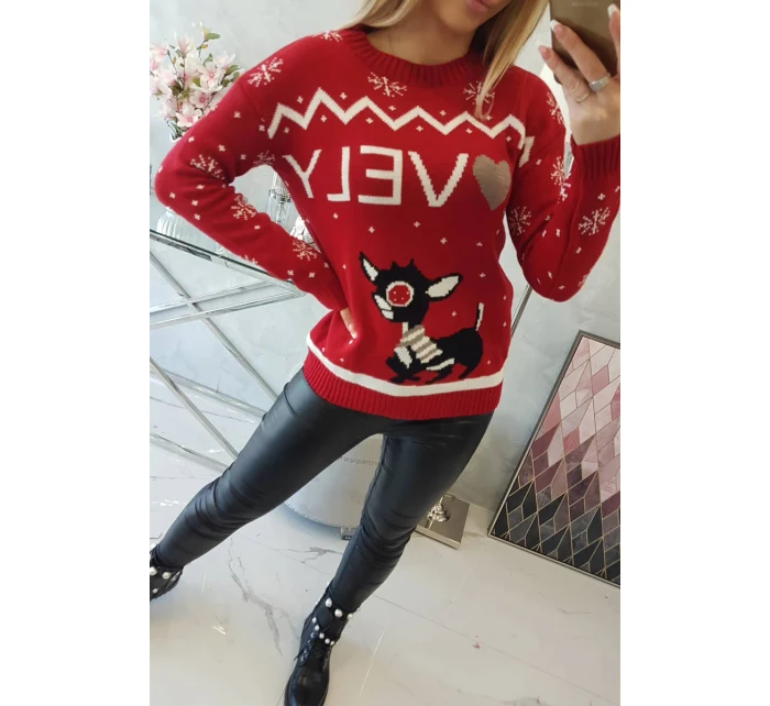 Vánoční svetr s nápisem red