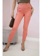 Nohavice z farebného denimu s mašľou marhuľová