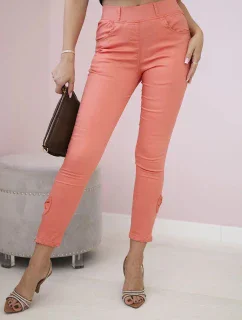 Kalhoty z  s mašlí meruňková model 20882893 - K-Fashion