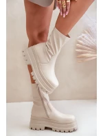 Botki Na Masywnej Platformie Jasnobeżowe Florinara Botki Na Masywnej Platformie Jasnobeżowe Florinara