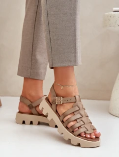 Kožené dámské sandály Zazoo model 21682190 béžové - Boto