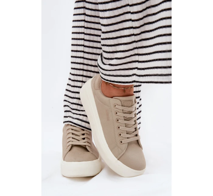 Materiałowe Trampki Damskie Na Platformie Big Star RR274465 Beżowe Materiałowe Trampki Damskie Na Platformie Big Star RR274465 Beżowe