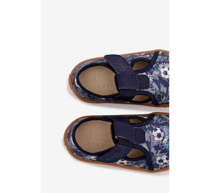 Dětské pantofle na suchý zip Barefoot míčky Froddo Cannvas G1700439-5 Modré