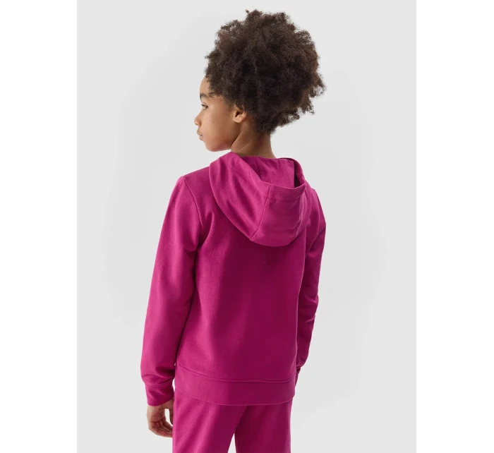 Dívčí tepláková rozepínací mikina s kapucí 4F - růžová Dívčí tepláková rozepínací mikina s kapucí 4F - růžová