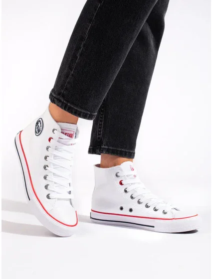 Štýlové biele tenisky pre ženy bez podpätku Štýlové biele tenisky pre ženy bez podpätku