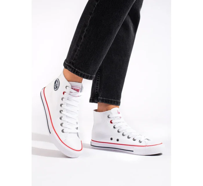 Štýlové biele tenisky pre ženy bez podpätku Štýlové biele tenisky pre ženy bez podpätku