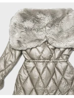 Bunda s kožušinovou kapucňou a golierom béžová (T3-2635#-62)