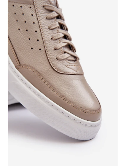 Męskie Buty Sportowe Skórzane Zazoo 1544 Beżowe