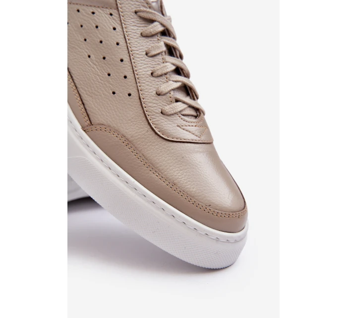 Męskie Buty Sportowe Skórzane Zazoo 1544 Beżowe