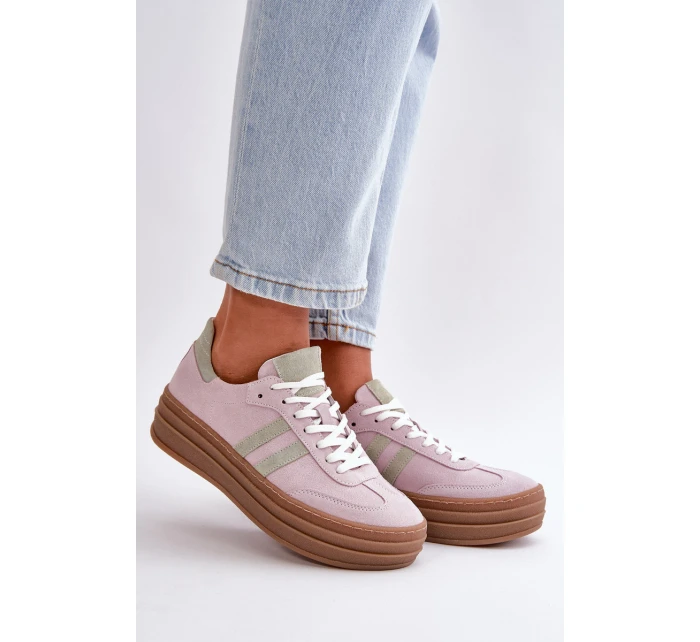 Zazoo N1068S4 Damskie Zamszowe Sneakersy Na Platformie Fioletowe