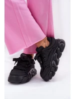 Dámské Kožené Tenisky Na Masivní Platformě model 21692679 Černé - Goe