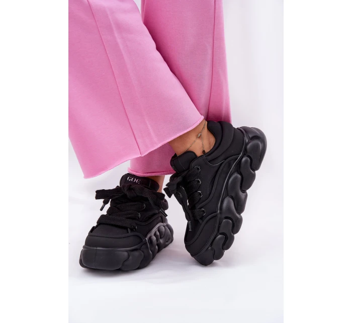 Dámské Kožené Tenisky Na Masivní Platformě model 21692679 Černé - Goe